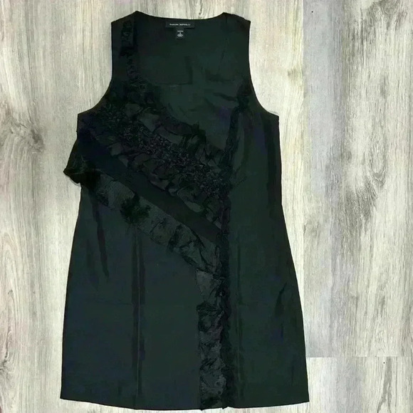 Banana Republic Women's 100% Silk Black Ruffle Sleeveless Shift Dress Size SP - Picture 1 of 8